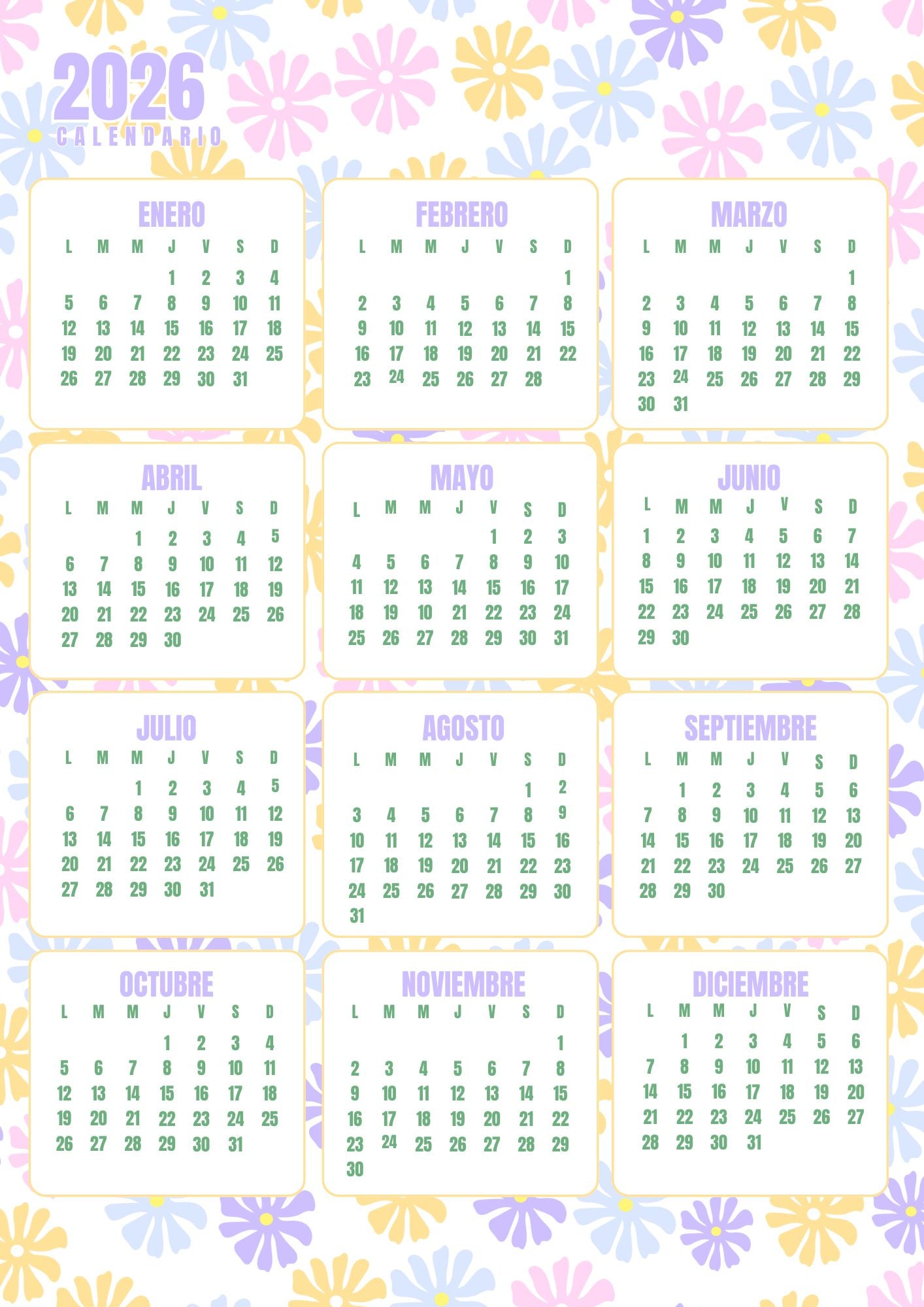 CALENDARIO COQUELICOT 2026 "FLEUR VIOLETTE"