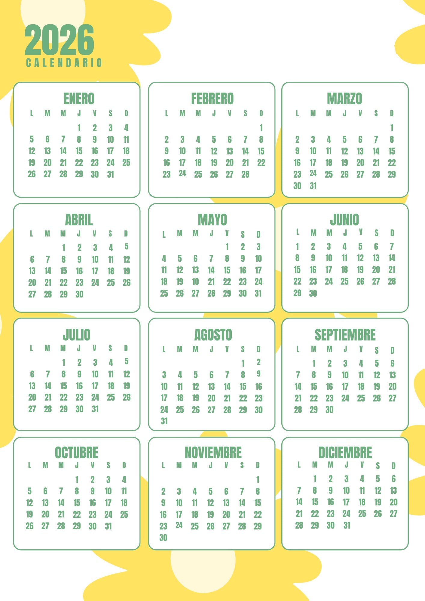 CALENDARIO COQUELICOT 2026 "FLEUR JAUNE"