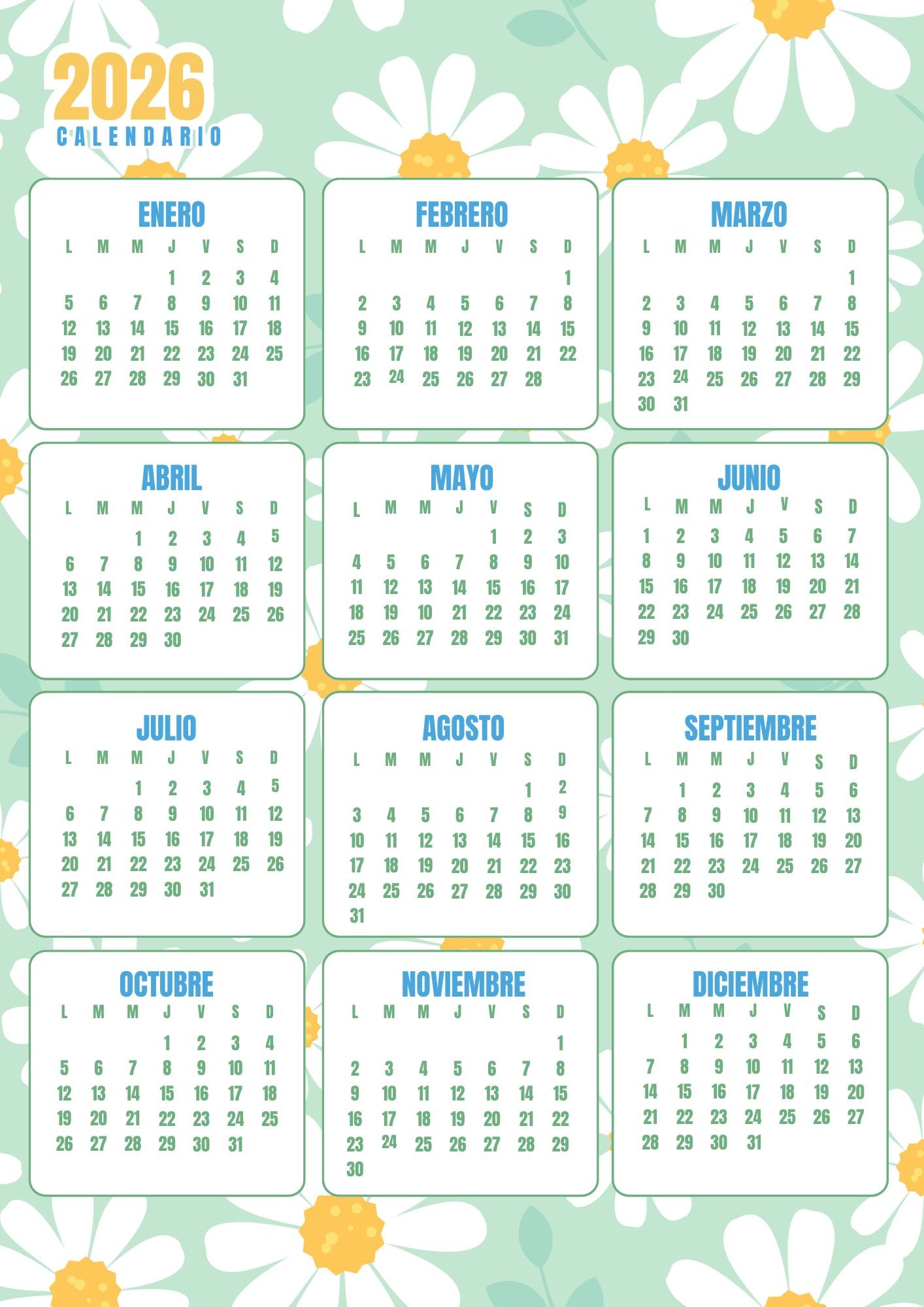 CALENDARIO COQUELICOT 2026 "MARGUERITE"